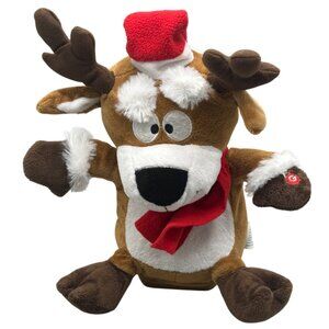 Gemmy Plush Reindeer Christmas Animated Singing Toy With Scarf & Santa Hat READ